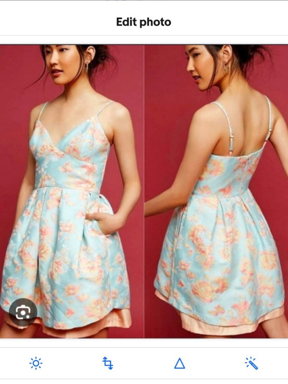 Hutch Floral Jacquard Bubble Hem Mini Dress 12 Pocket Mint Pink Babydoll Cottage